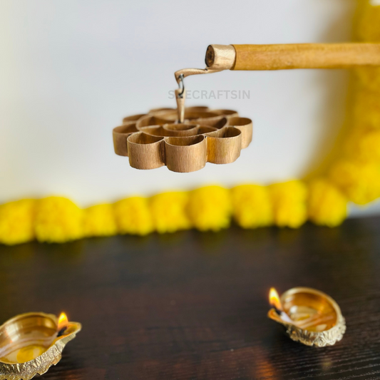 BRONZE HANDMADE ACHAPPAM MAKER WITH WOODEN HANDLE