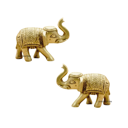 SMALL ELEGANT BRASS ELEPHANT PAIR FOR HOME DECORATION | GIFT | TABLE DECOR