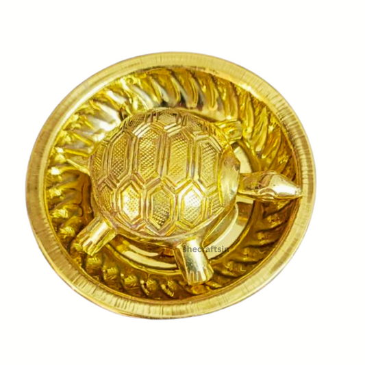BRASS SOLID TOTROISE WITH DESIGN PLATE | FENG- SHUI VASTU TURTLE | GOOD LUCK GIFT | WEALTH AND SUCCESS IN BUSINESS