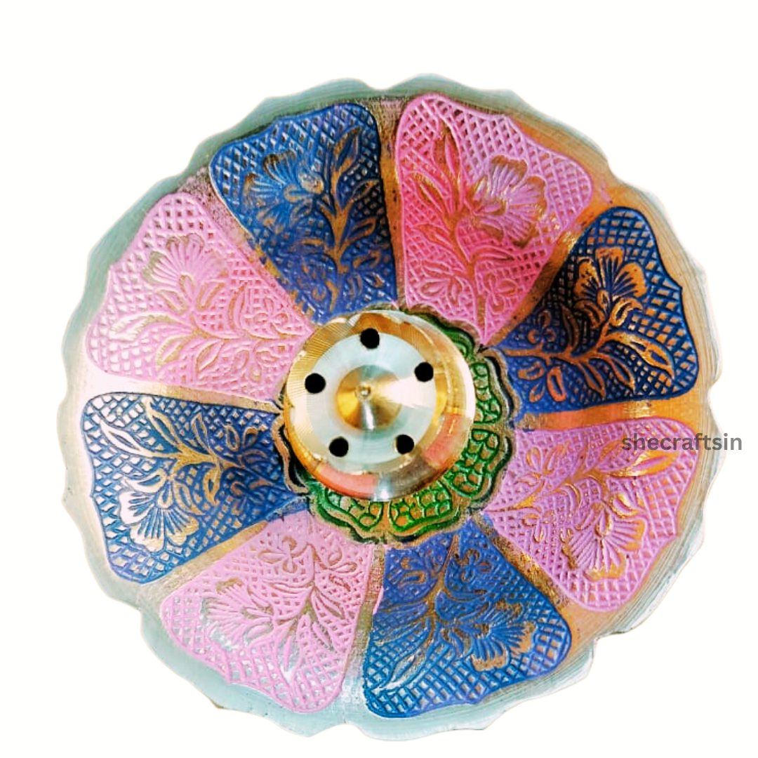 ROUND - MULTI COLOUR AGARBATHI STAND | SMALL AGARBATHI HOLDER | SAMBRANI STAND | INCENSE STAND