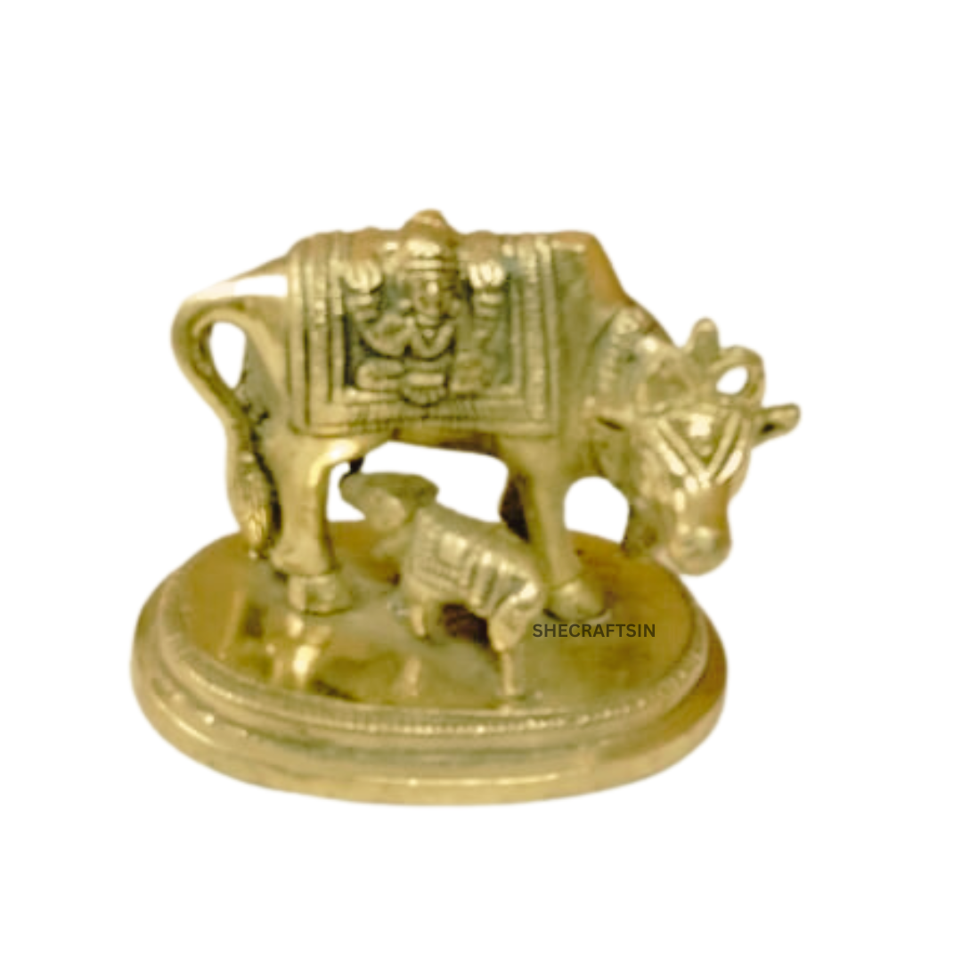 BRASS COW AND CALF | HOLY KAMADHENU | KAMDHENU | NANDHI FOR HOME POOJA