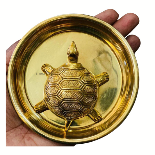 BRASS SOLID TORTOISE WITH PLATE | FENG- SHUI VASTU TURTLE | GOOD LUCK GIFT | WEALTH AND SUCCESS IN BUSINESS