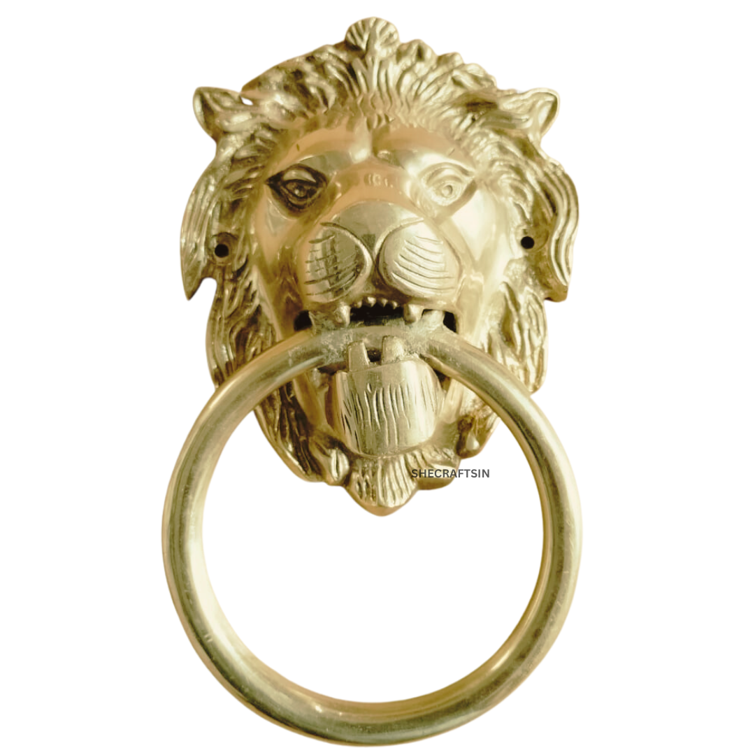 LION HEADED DOOR KNOCKER (GOLDEN ) | MAIN DOOR KNOCKER | BRASS KNOCKER | NEW HOME | SHECRAFTSIN