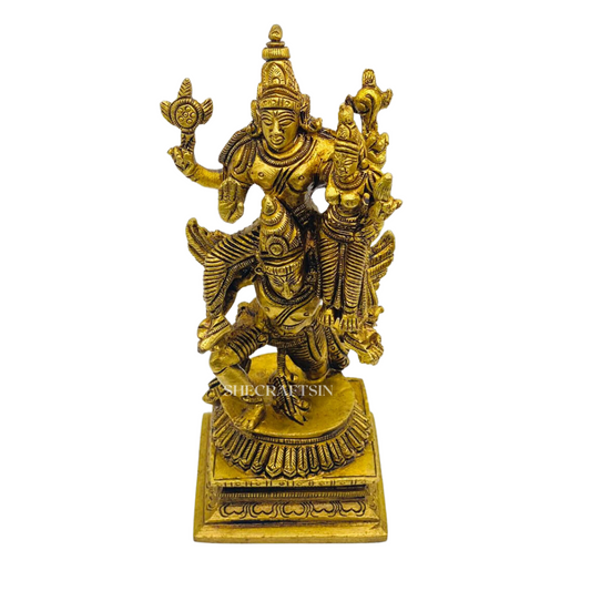 BRASS GARUDA STATUE WITH LORD VISHNU AND MALAKSHMI