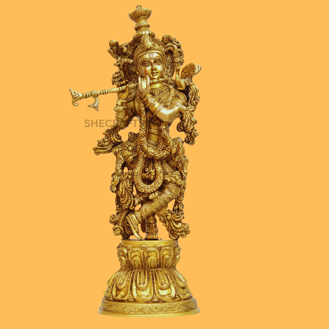 BRASS KRISHNA IDOL ( 3 FEET HEIGHT ) | KRISHNA FOR VISHUKANI