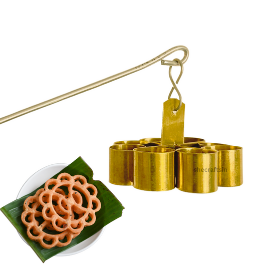 BRASS ACHAPPAM MOULD WITH STAINLESS STEEL HANDLE