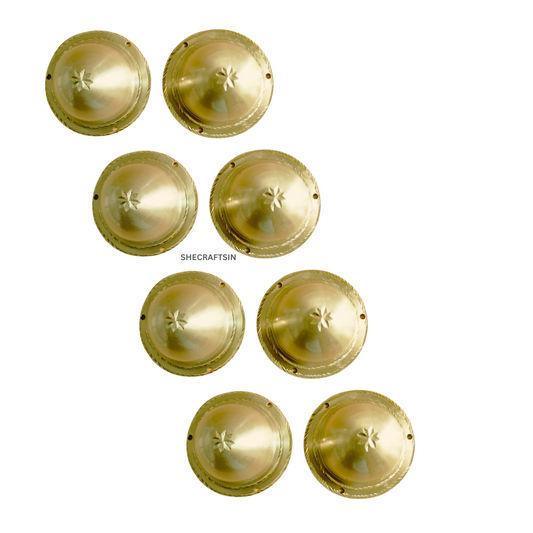 BRASS GOLDEN ROUND DOOM FOR MAIN DOORS ( 2 INCH DIA, 8 PIECES ) MATT DIAMOND CUT FINISH | DOOR FITTINGS | DOOR ACCESSORIES |