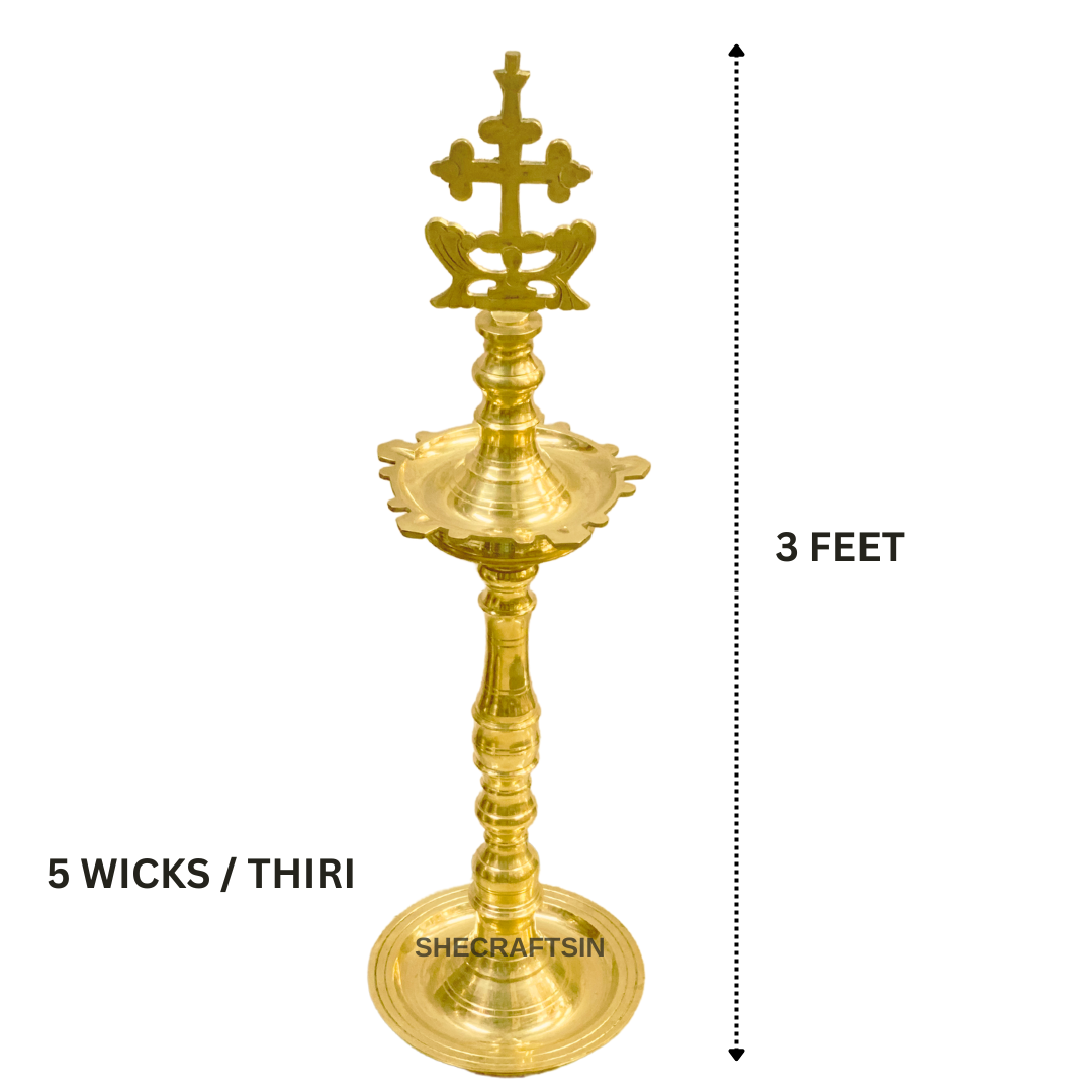 BRASS CROSS OIL LAMP | SLEEBA CROSS HEAD LAMP | KURISHU VILAKKU