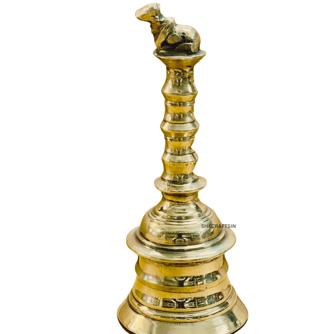 HANDMADE BRONZE POOJA BELL WITH NANDHI | HEAVY PUJA BELL NANDI | POOJA SAMAGRI