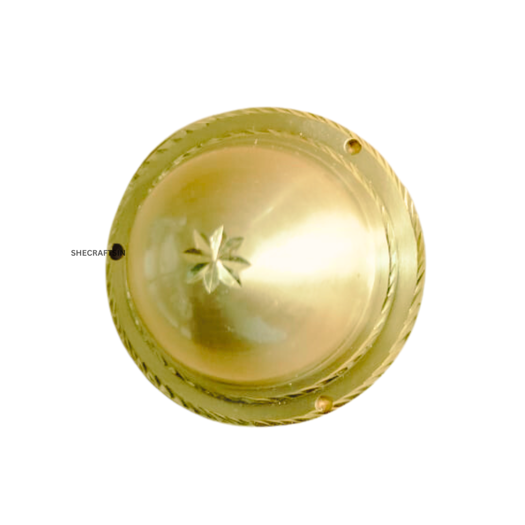 BRASS GOLDEN ROUND DOOM FOR MAIN DOORS ( 2 INCH DIA, 8 PIECES ) MATT DIAMOND CUT FINISH | DOOR FITTINGS | DOOR ACCESSORIES |
