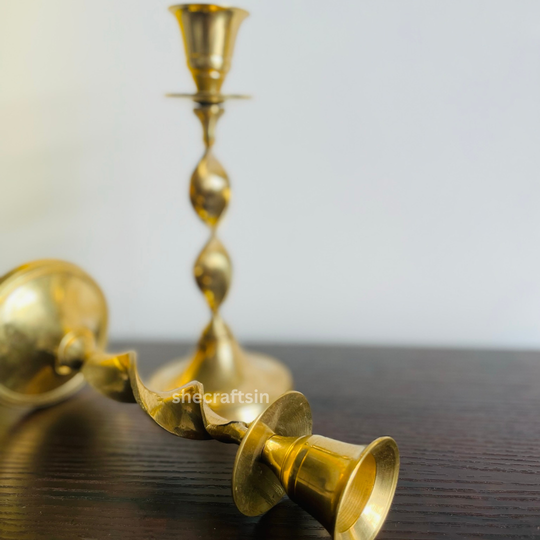 BRASS CANDLE HOLDER ( PAIR ) | CANDLE STAND