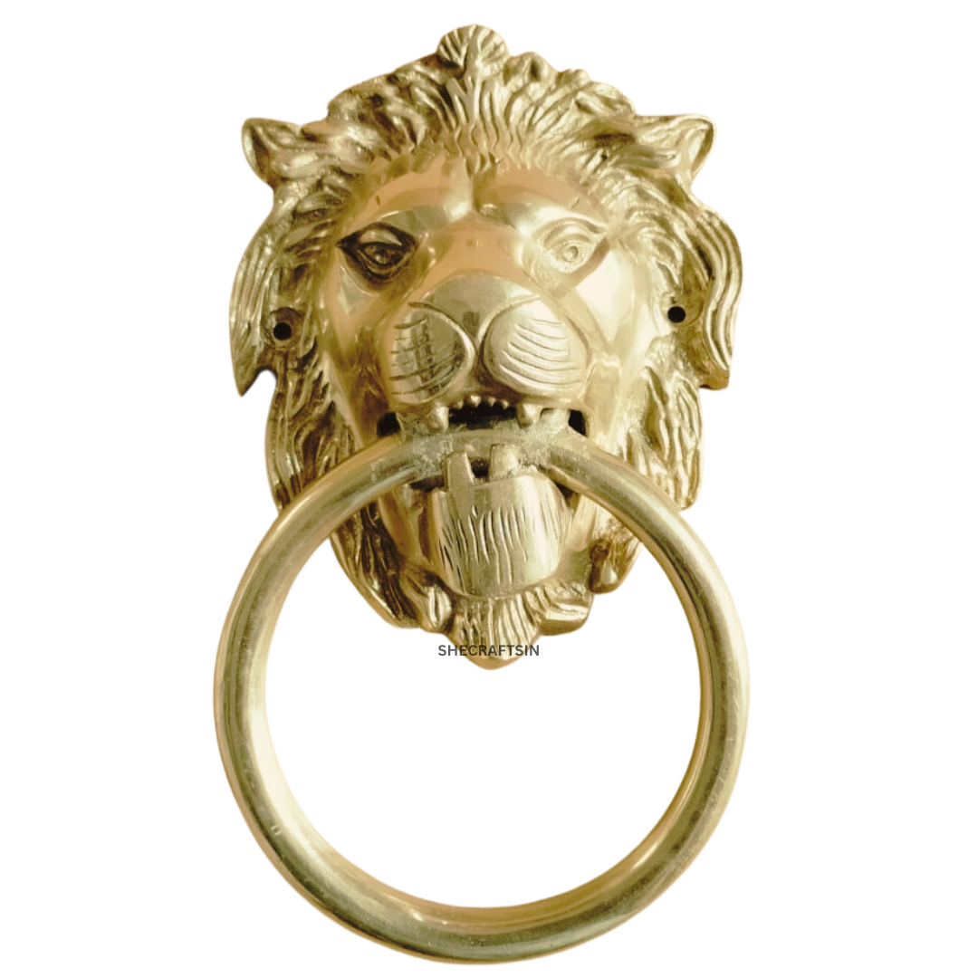 LION HEADED DOOR KNOCKER (GOLDEN ) | MAIN DOOR KNOCKER | BRASS KNOCKER | NEW HOME | SHECRAFTSIN