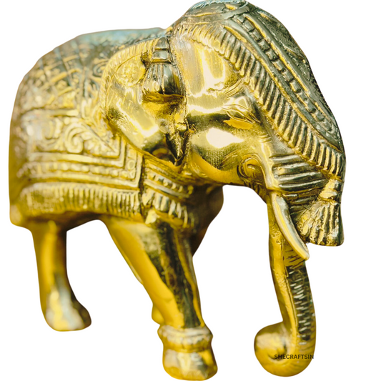 BRASS HOME DECOR ELEPHANT | GOLDEN SHINING ELEPHANT FOR INTERIOR STYLING | SHECRAFTSIN