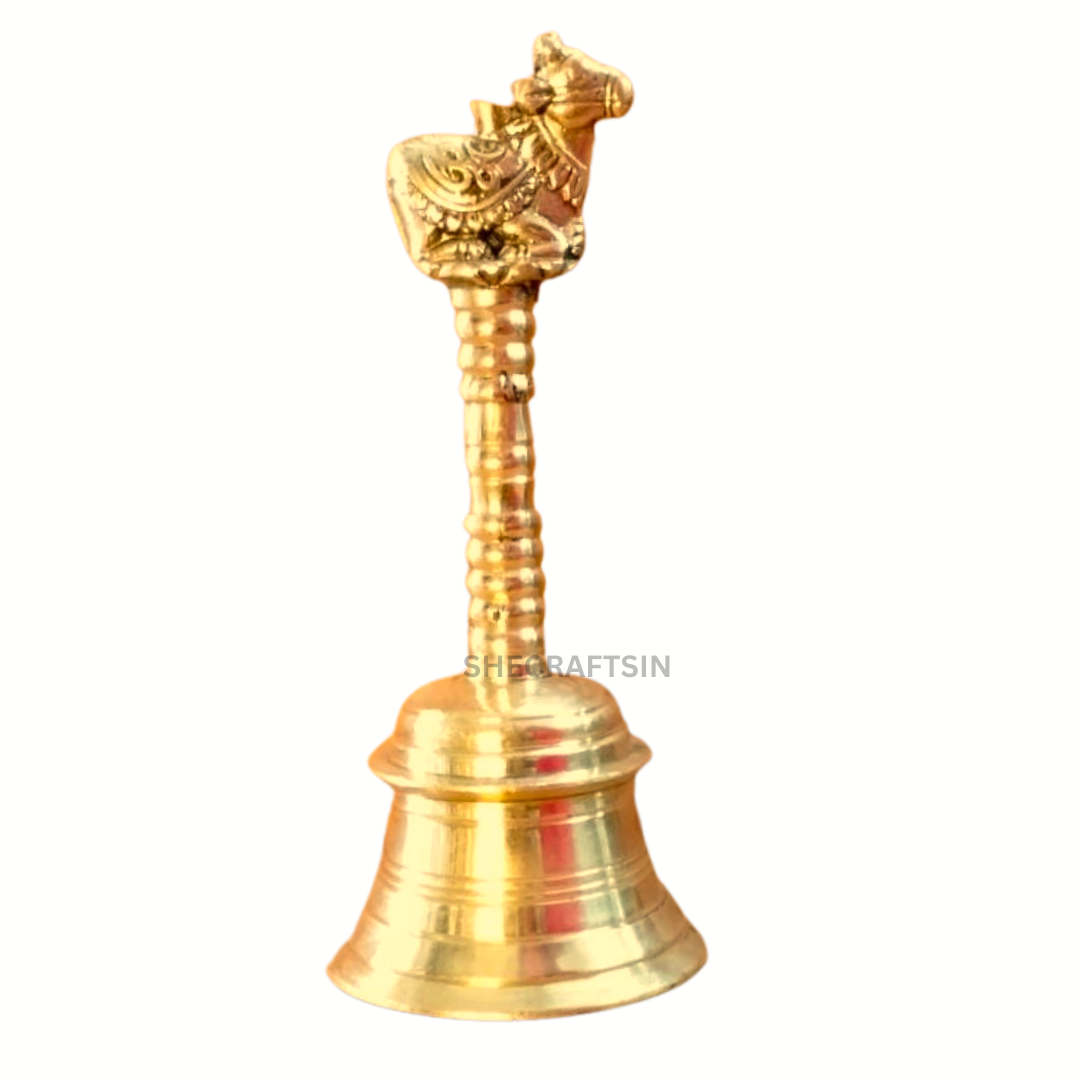 BRASS HEAVY POOJA BELL WITH NANDHI | KAIMANI | POOJA BELL | GOLD