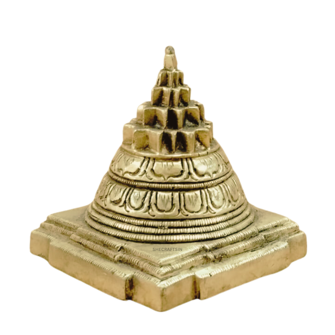 BRASS SHREE YANTHRA MERU | PANCH DHATU | YANTRA | BRASS CHAKRA MERU | SHECRAFTSIN