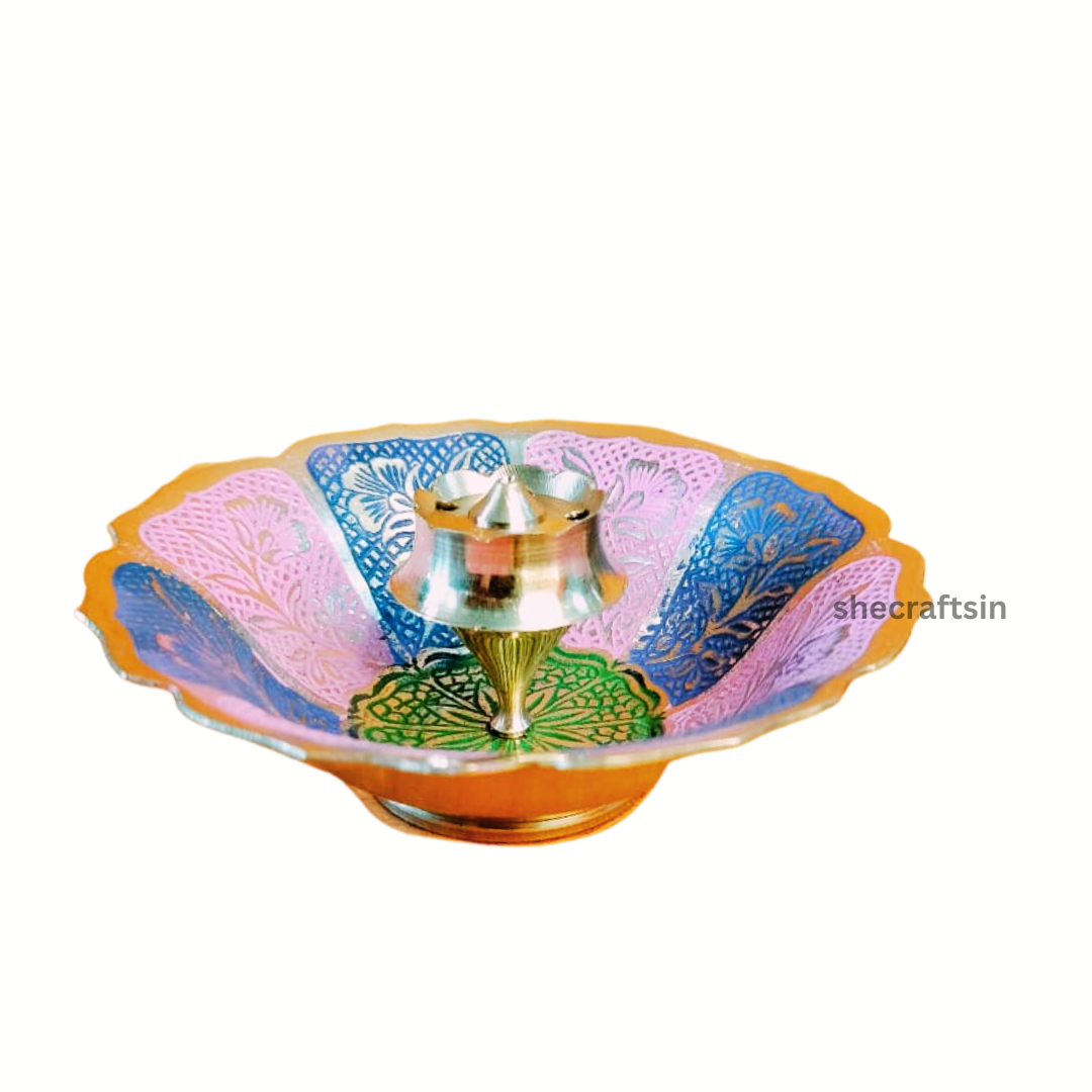 ROUND - MULTI COLOUR AGARBATHI STAND | SMALL AGARBATHI HOLDER | SAMBRANI STAND | INCENSE STAND