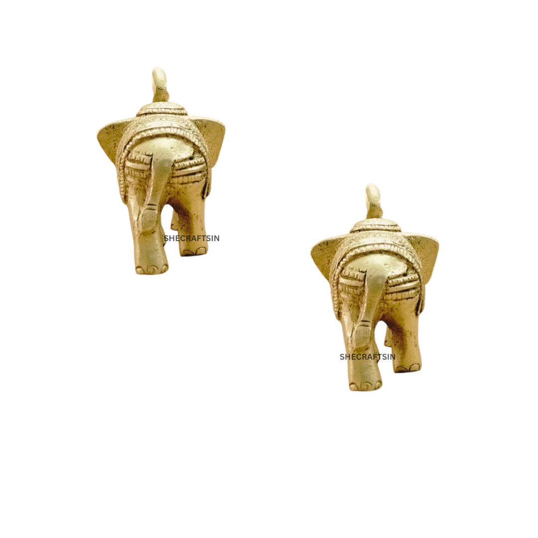 SMALL ELEGANT BRASS ELEPHANT PAIR FOR HOME DECORATION | GIFT | TABLE DECOR
