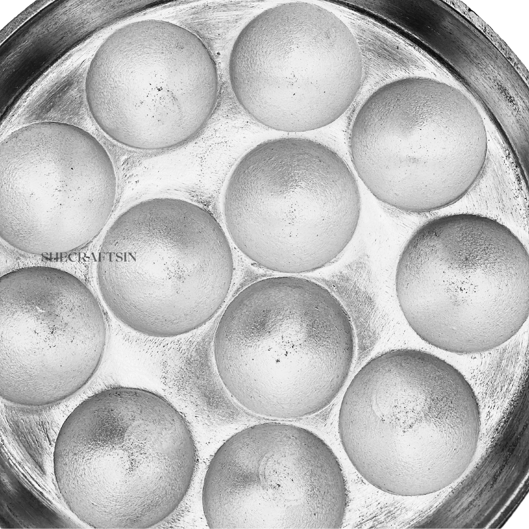 INDALIUM UNNIYAPPAM PAN WITH HANDLE | 12 CAVITY | PANIYARAM PAN