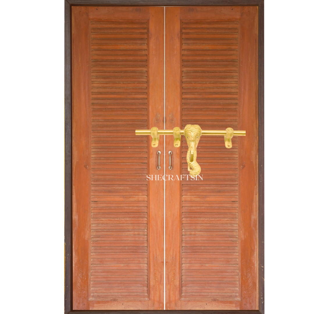 GOLDEN ELEPHANT HEADED MAIN DOOR LOCK WITH ACCESSORIES