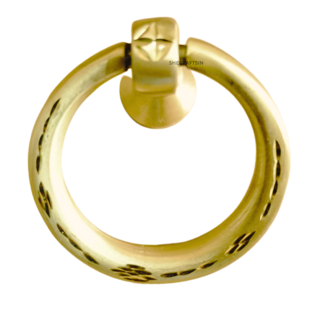 BRASS DOOR KNOCKER | ROUND DOOR KNOCKER | GOLDEN RING KNOCKER | POOJA ROOM DOOR ACCESSORIES | DOORS | SHECRAFTSIN