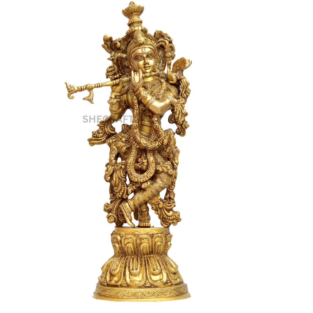 BRASS KRISHNA IDOL ( 3 FEET HEIGHT ) | KRISHNA FOR VISHUKANI