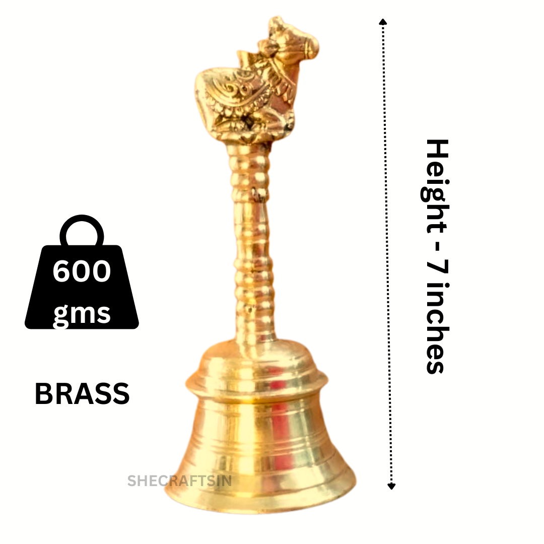 BRASS HEAVY POOJA BELL WITH NANDHI | KAIMANI | POOJA BELL | GOLD
