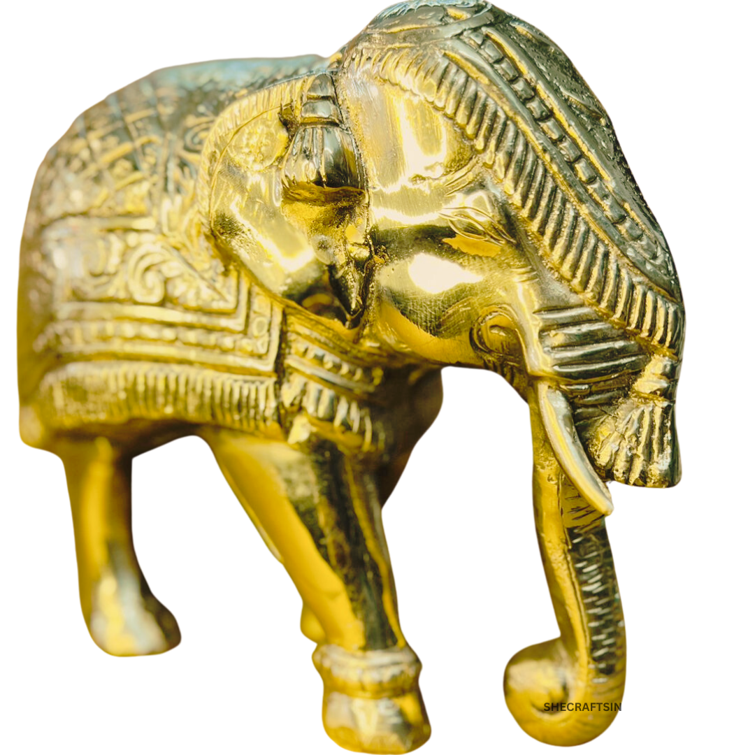 BRASS HOME DECOR ELEPHANT | GOLDEN SHINING ELEPHANT FOR INTERIOR STYLING | SHECRAFTSIN