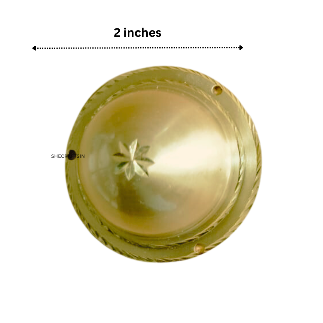 BRASS GOLDEN ROUND DOOM FOR MAIN DOORS ( 2 INCH DIA, 8 PIECES ) MATT DIAMOND CUT FINISH | DOOR FITTINGS | DOOR ACCESSORIES |