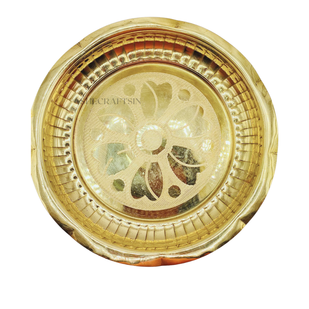 BRASS WEIGHTLESS FLORAL DESIGNED PLATE / POOJA THALIKA FOR DIWALI GIFTING | RETURN GIFT