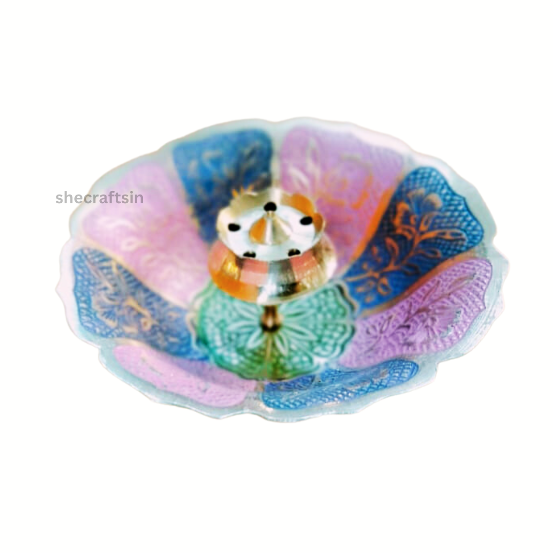 ROUND - MULTI COLOUR AGARBATHI STAND | SMALL AGARBATHI HOLDER | SAMBRANI STAND | INCENSE STAND