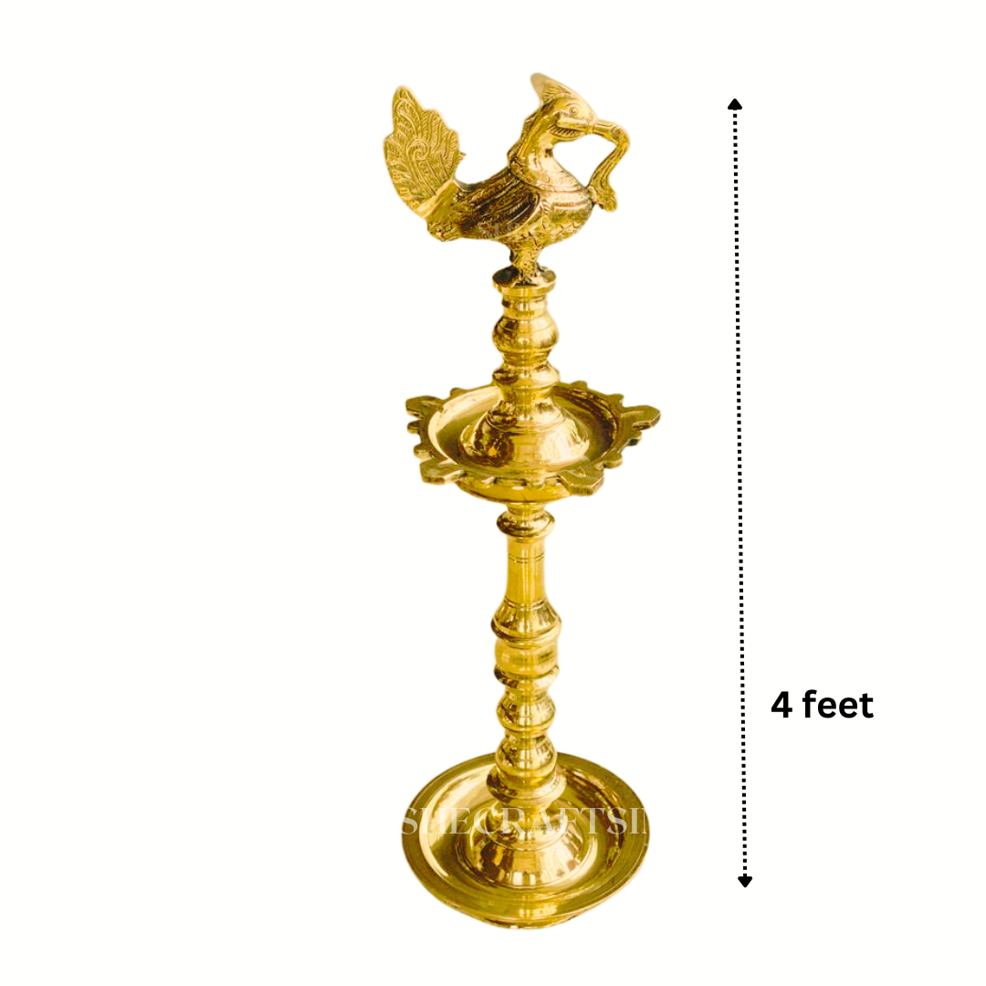 TRADITIONAL HANDCRAFTED PEACOCK - HEADED LAMP | KUTHU VILAKKU | MAYIL VILAKKU