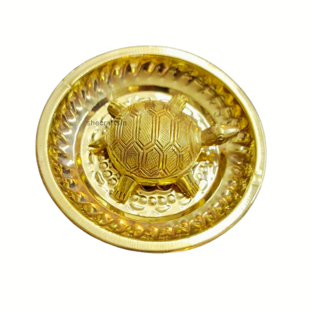 BRASS SOLID TOTROISE WITH DESIGN PLATE | FENG- SHUI VASTU TURTLE | GOOD LUCK GIFT | WEALTH AND SUCCESS IN BUSINESS