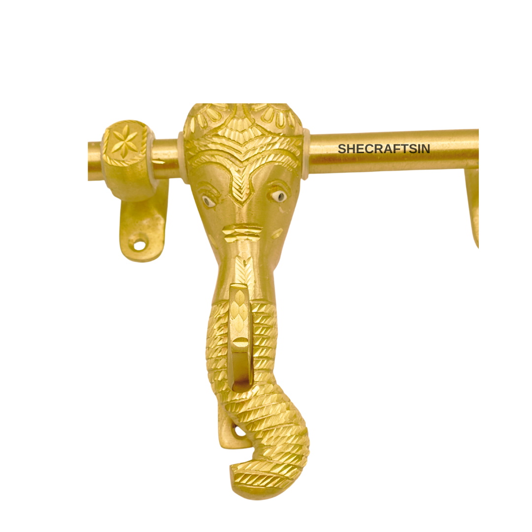GOLDEN ELEPHANT HEADED MAIN DOOR LOCK WITH ACCESSORIES