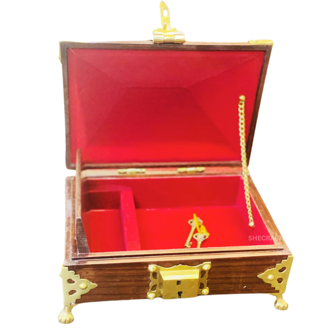KERALA TRADITONAL NETTURPETTI  BROWN WITH KEYS | AAMADAPETTI | WOODEN JEWEL BOX | JEWELLERY BOX