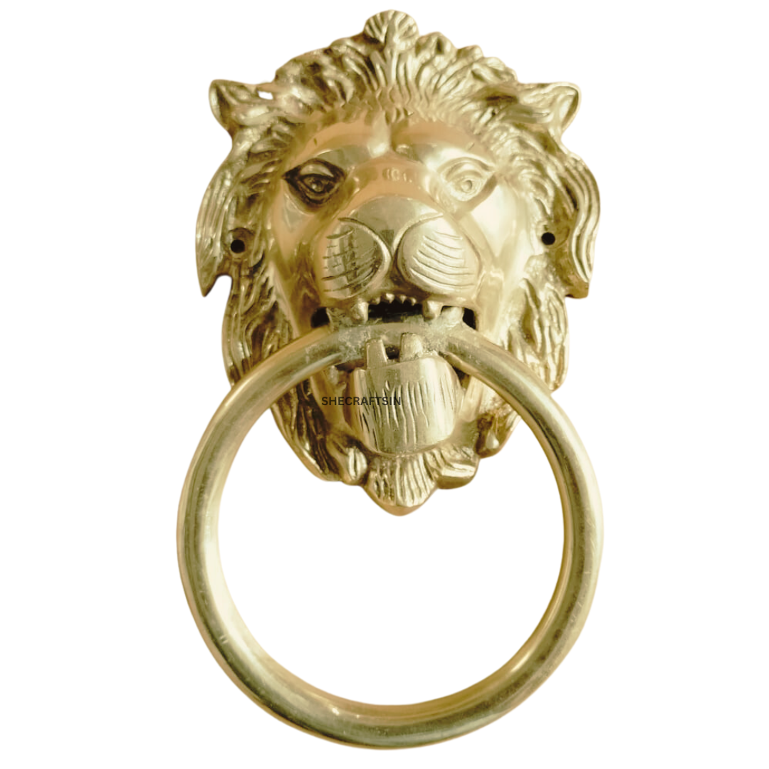 LION HEADED DOOR KNOCKER (GOLDEN ) | MAIN DOOR KNOCKER | BRASS KNOCKER | NEW HOME | SHECRAFTSIN