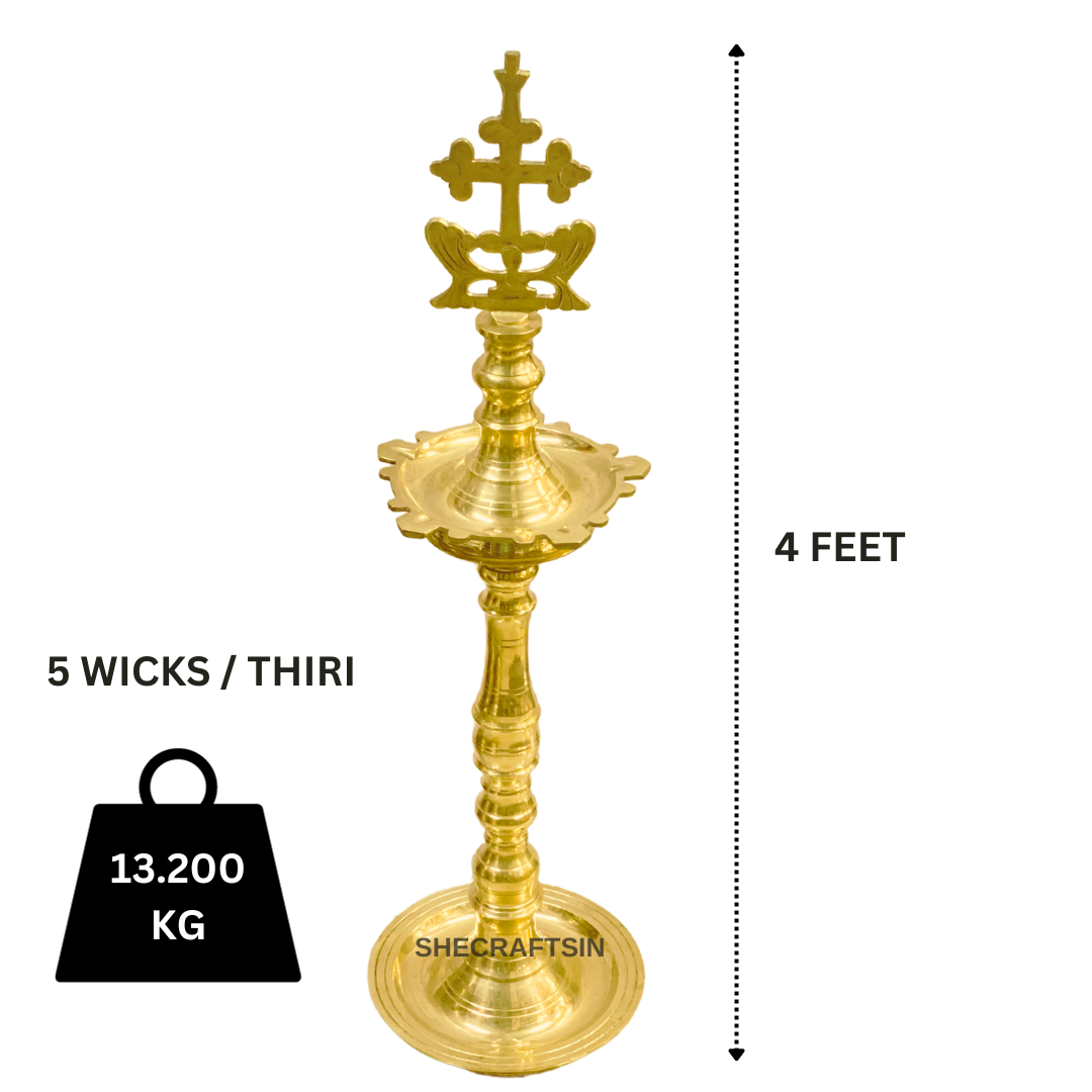 BRASS CROSS OIL LAMP | SLEEBA CROSS HEAD LAMP | KURISHU VILAKKU