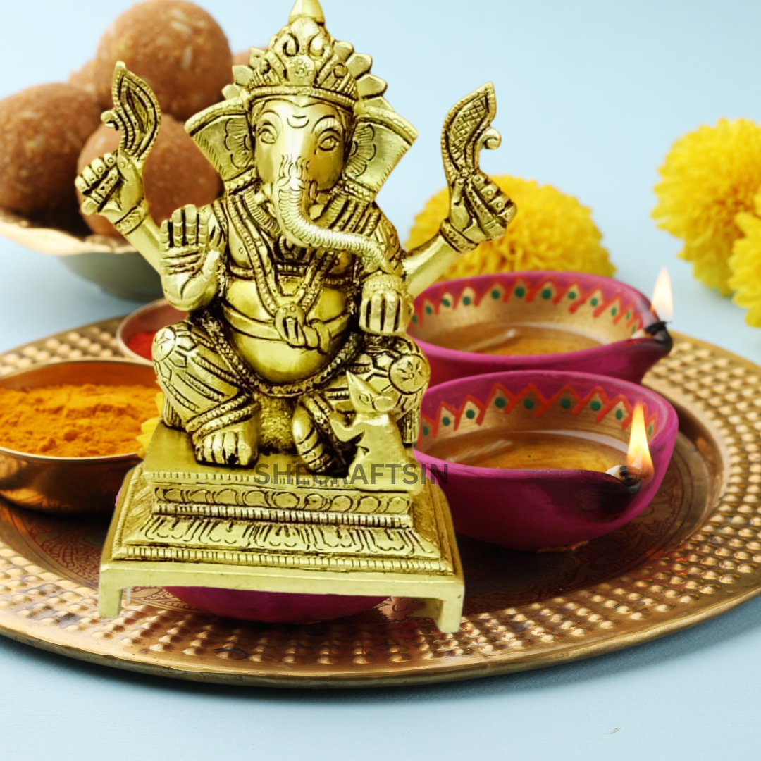 LORD GANESHA | BRASS GANAPATHY | BRASS VINAYAKA IDOL | VIGNESHWARA STATUE | PILLAYAR |BRASS VINAYAK | SHECRAFTSIN