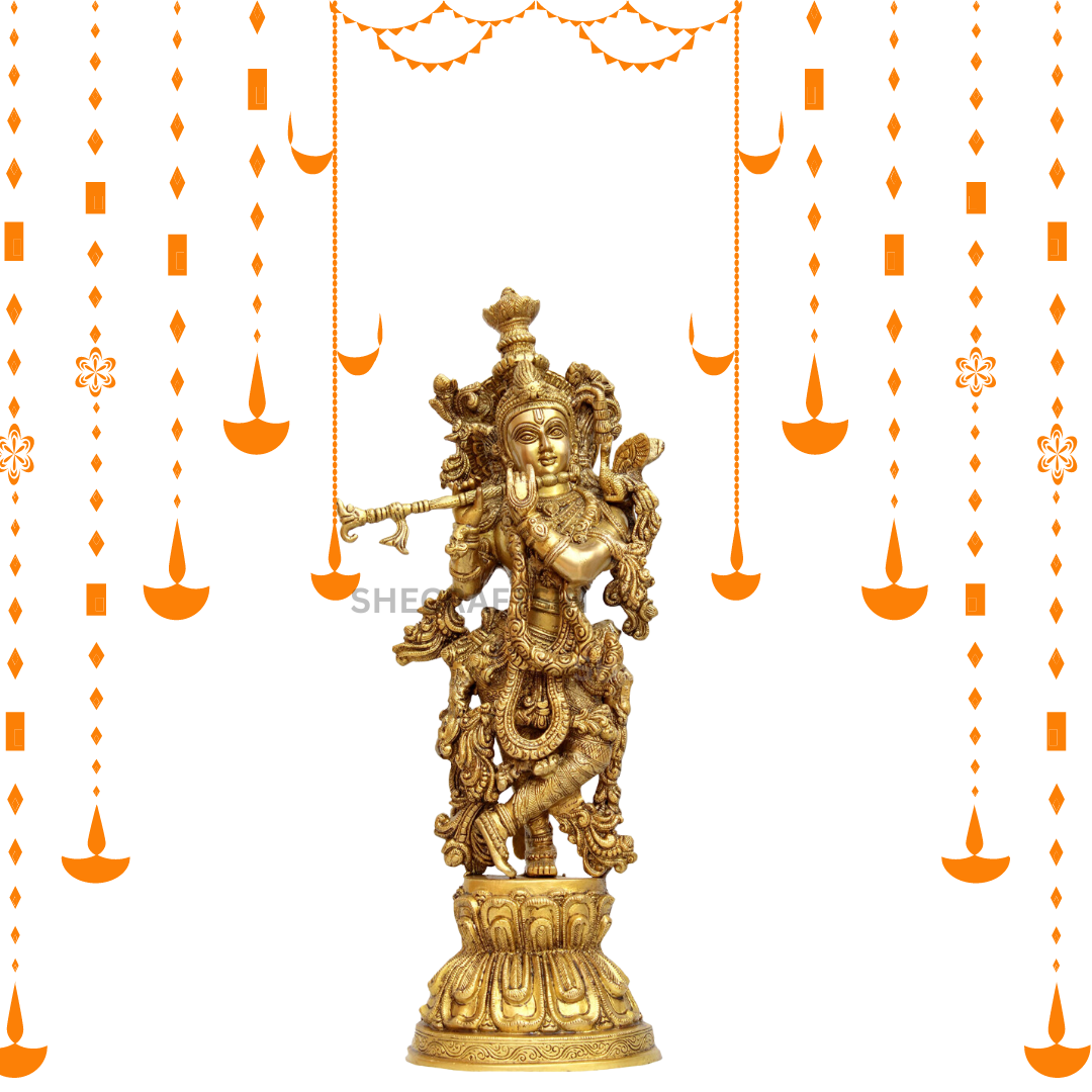BRASS KRISHNA IDOL ( 3 FEET HEIGHT ) | KRISHNA FOR VISHUKANI