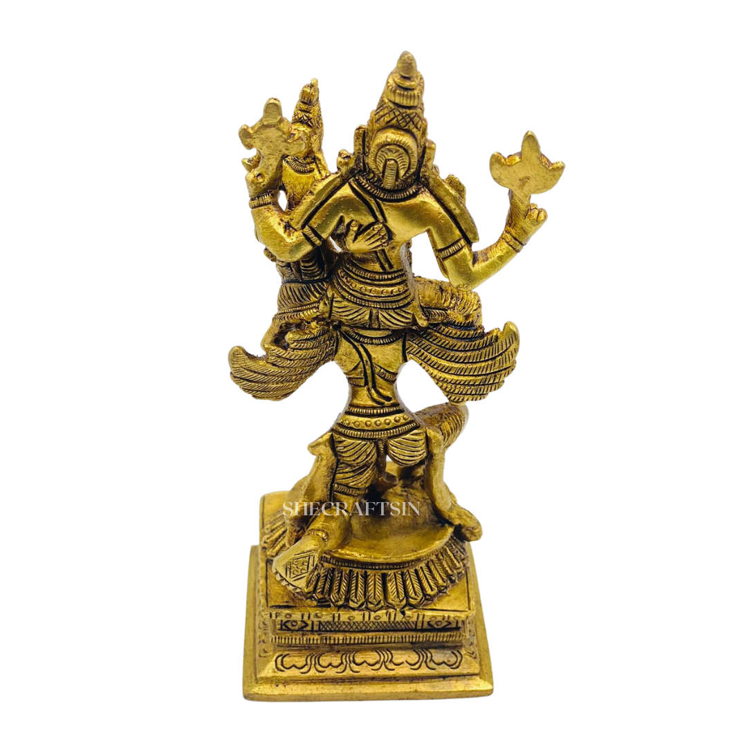 BRASS GARUDA STATUE WITH LORD VISHNU AND MALAKSHMI