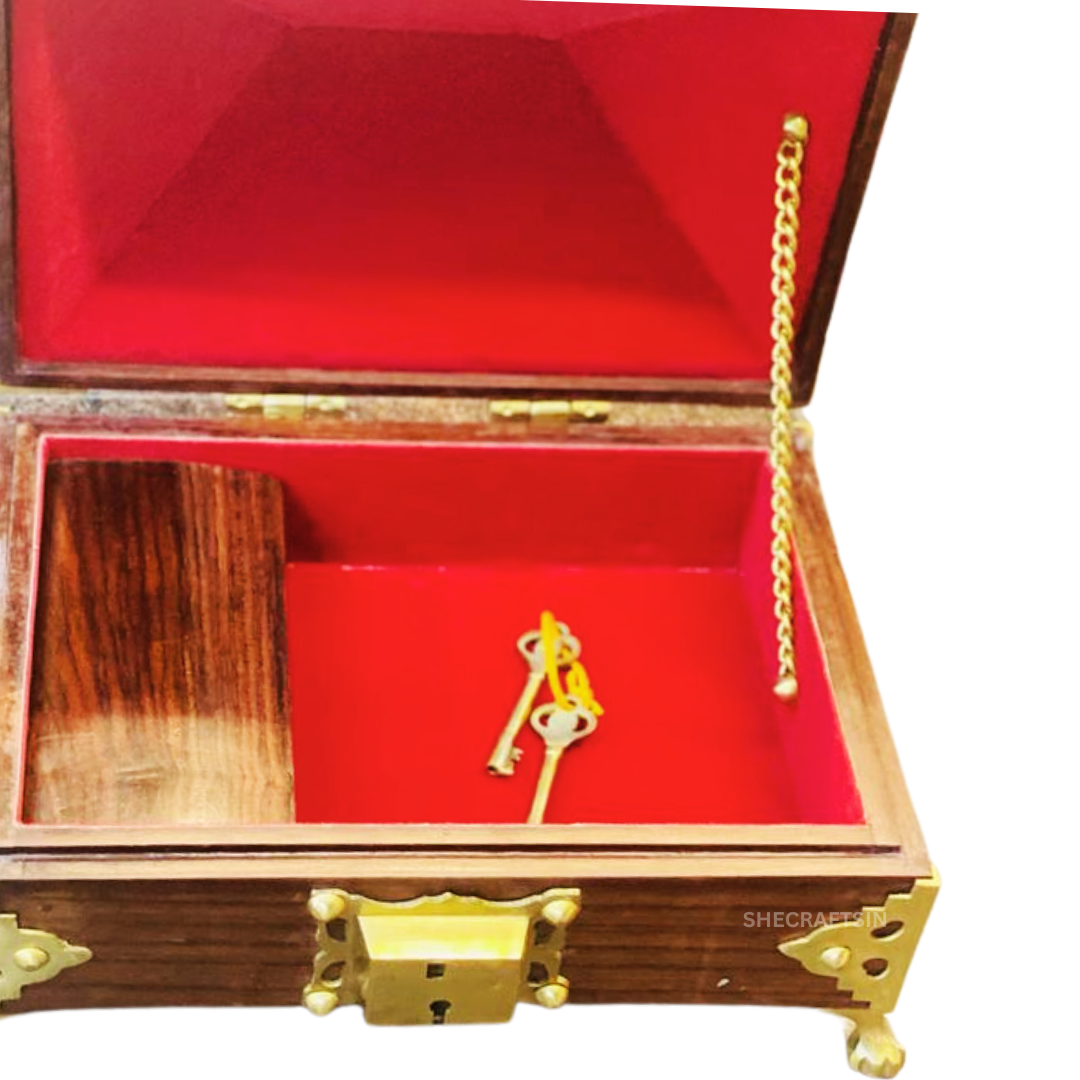 KERALA TRADITONAL NETTURPETTI  BROWN WITH KEYS | AAMADAPETTI | WOODEN JEWEL BOX | JEWELLERY BOX