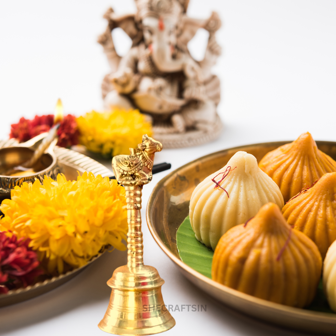 BRASS HEAVY POOJA BELL WITH NANDHI | KAIMANI | POOJA BELL | GOLD