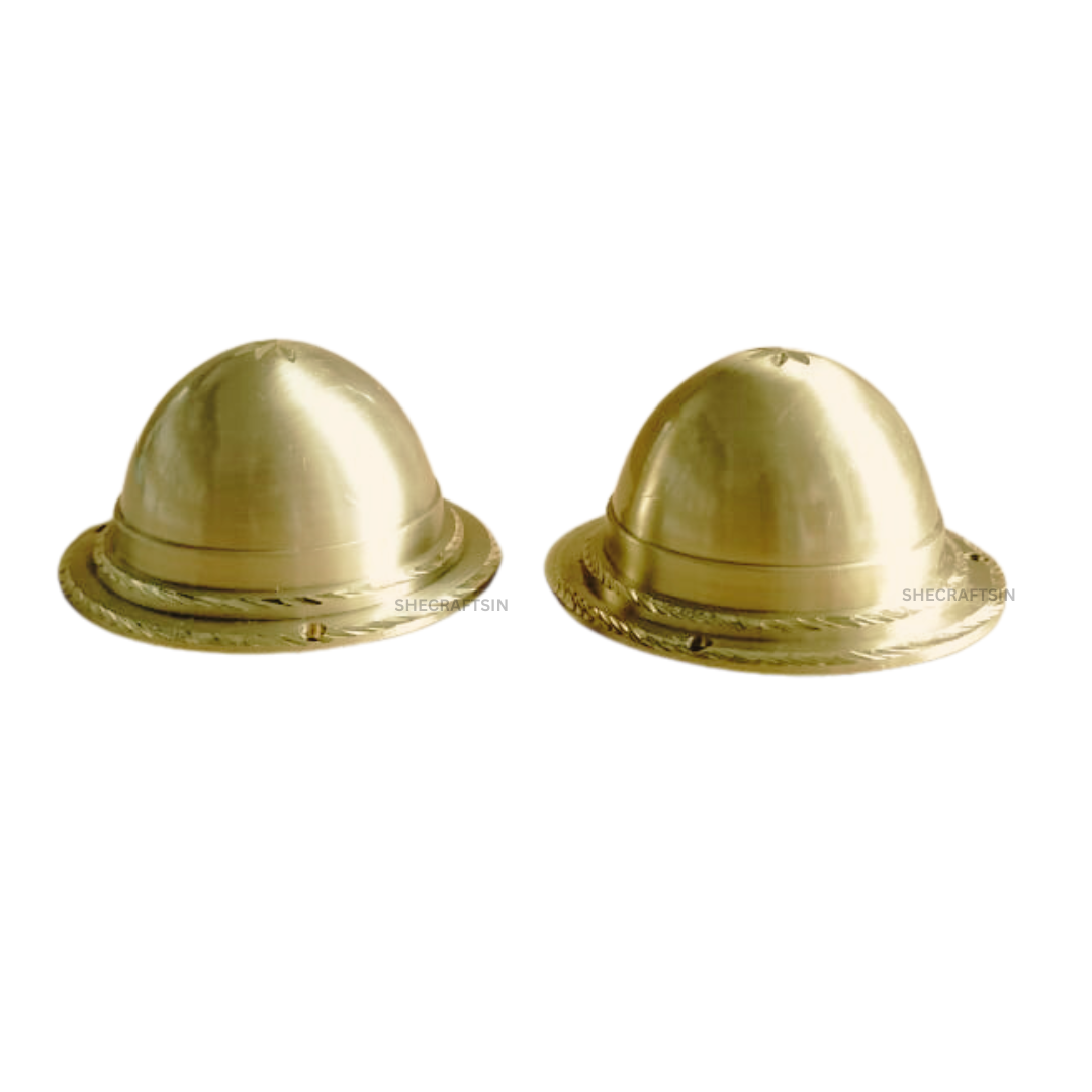 BRASS GOLDEN ROUND DOOM FOR MAIN DOORS ( 2 INCH DIA, 8 PIECES ) MATT DIAMOND CUT FINISH | DOOR FITTINGS | DOOR ACCESSORIES |