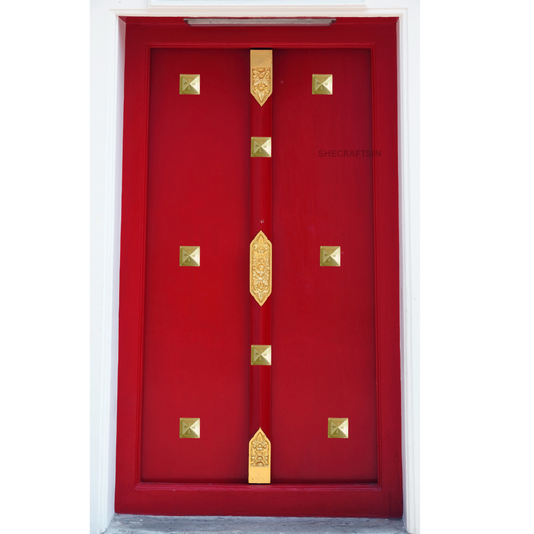 BRASS SQUARE DOOM FOR DOORS (4 PIECES ) | DOOR ACCESSORIES | POOJA ROOM DOOR | MAIN DOOR |
