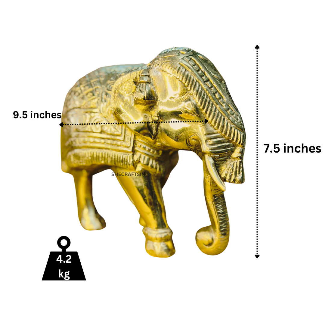 BRASS HOME DECOR ELEPHANT | GOLDEN SHINING ELEPHANT FOR INTERIOR STYLING | SHECRAFTSIN
