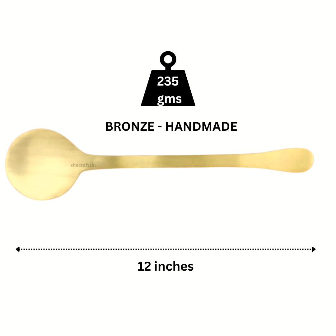 TRADITIONAL BRONZE HANDMADE FLAT SPATULA | LADLE | KARANDI