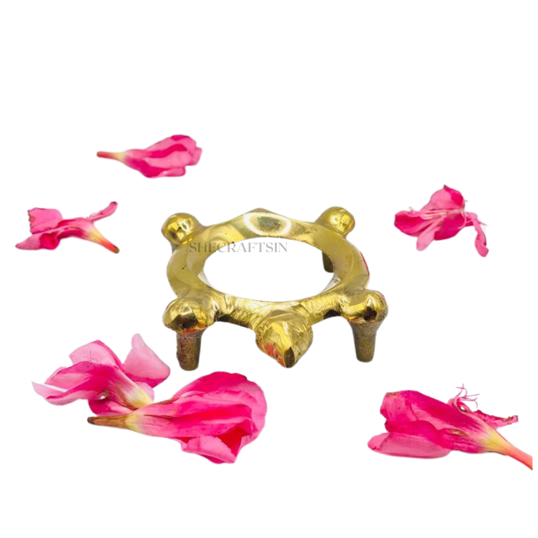 SHANKH ( CONCH SHELL ) AND TORTOISE HEADED STAND FOR POOJA