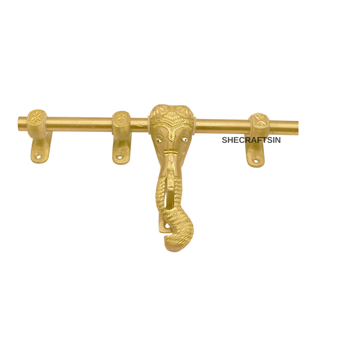 GOLDEN ELEPHANT HEADED MAIN DOOR LOCK WITH ACCESSORIES