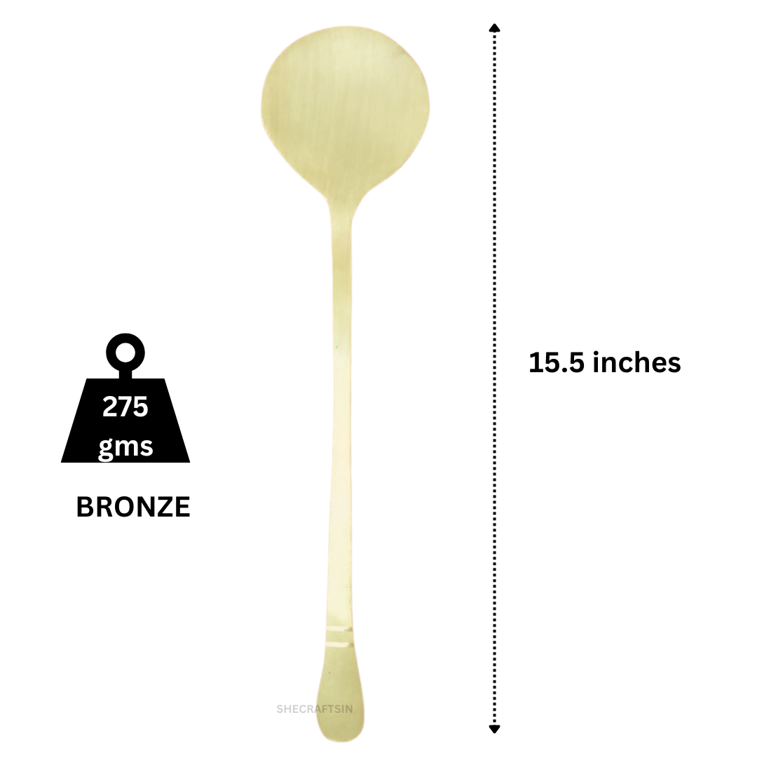 HANDMADE BRONZE TRADITIONAL FLAT SPATULA LARGE SIZE | SPATCHULA | KARANDI | SOUTH INDIAN KARANDY | FLAT CHATTUKAM