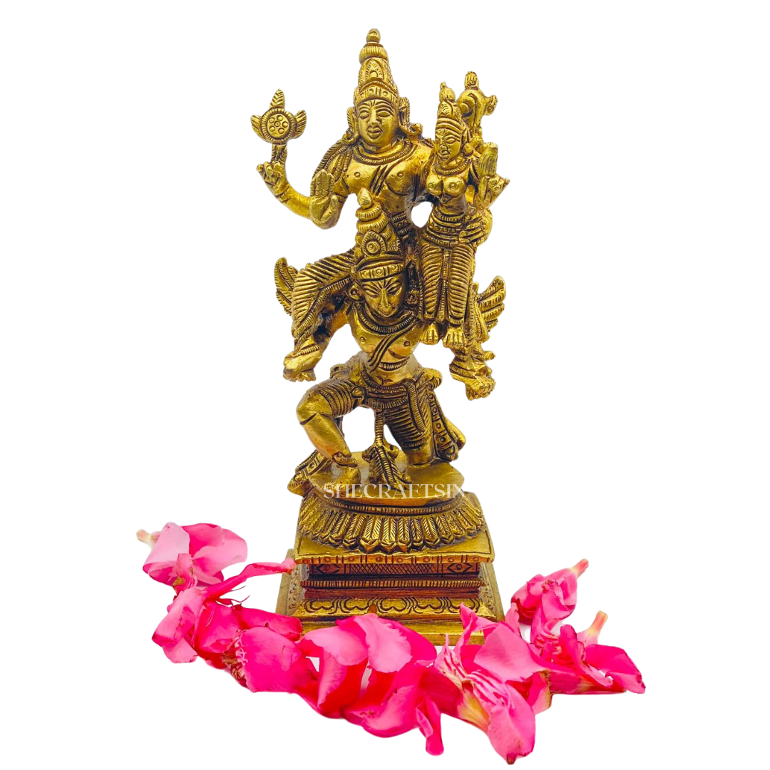 BRASS GARUDA STATUE WITH LORD VISHNU AND MALAKSHMI