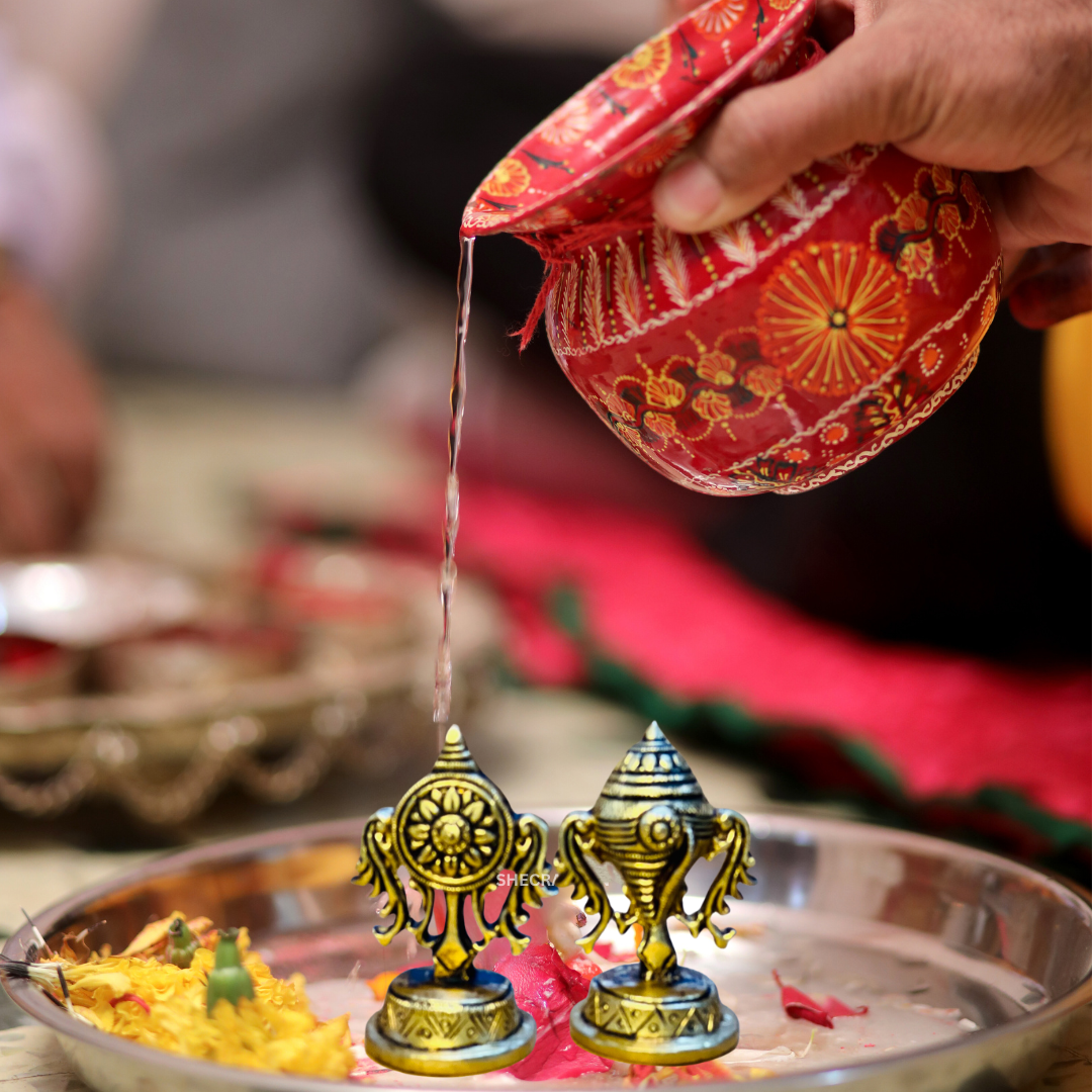 BRASS SHANKH CHAKRA SET FOR PUJA ROOM | SHANK CHAKRAM | RETURN GIFT